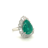 Mid-Century Emerald and Diamond Platinum Ringdant, circa 1950s