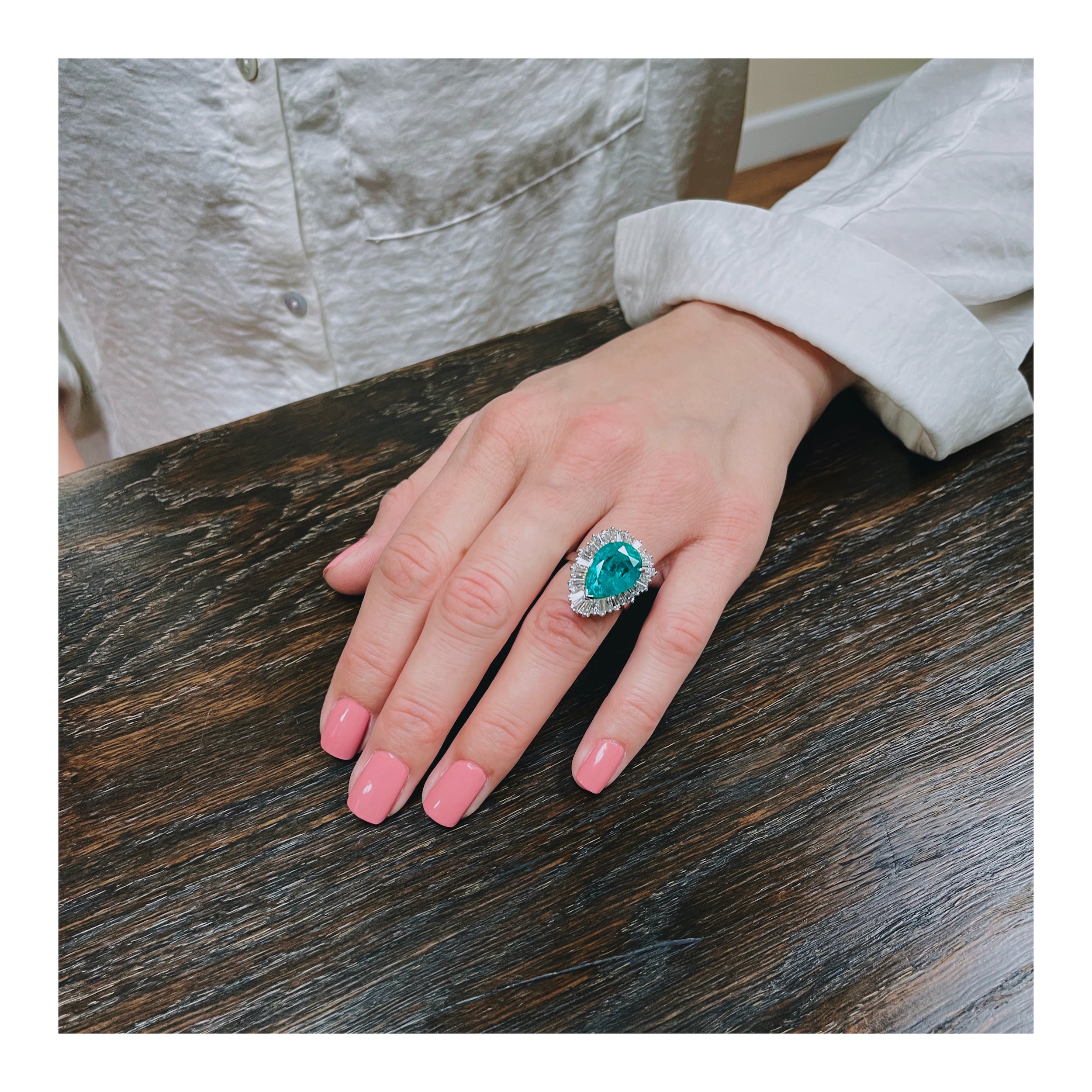 Mid-Century Emerald and Diamond Platinum Ringdant, circa 1950s