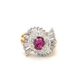 Mid-Century Ruby and Diamond Gold Ring, circa 1950s