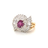 Mid-Century Ruby and Diamond Gold Ring, circa 1950s