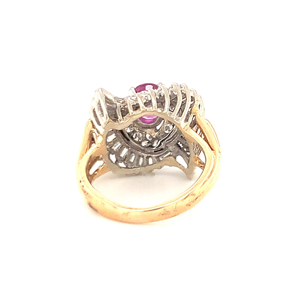 Mid-Century Ruby and Diamond Gold Ring, circa 1950s
