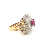 Mid-Century Ruby and Diamond Gold Ring, circa 1950s