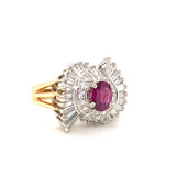 Mid-Century Ruby and Diamond Gold Ring, circa 1950s