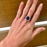 Mid-Century Sapphire and Diamond Platinum and 18K White Gold Ring, circa 1950s