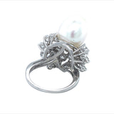 Mid-Century South Sea Pearl and Diamond Platinum Ring