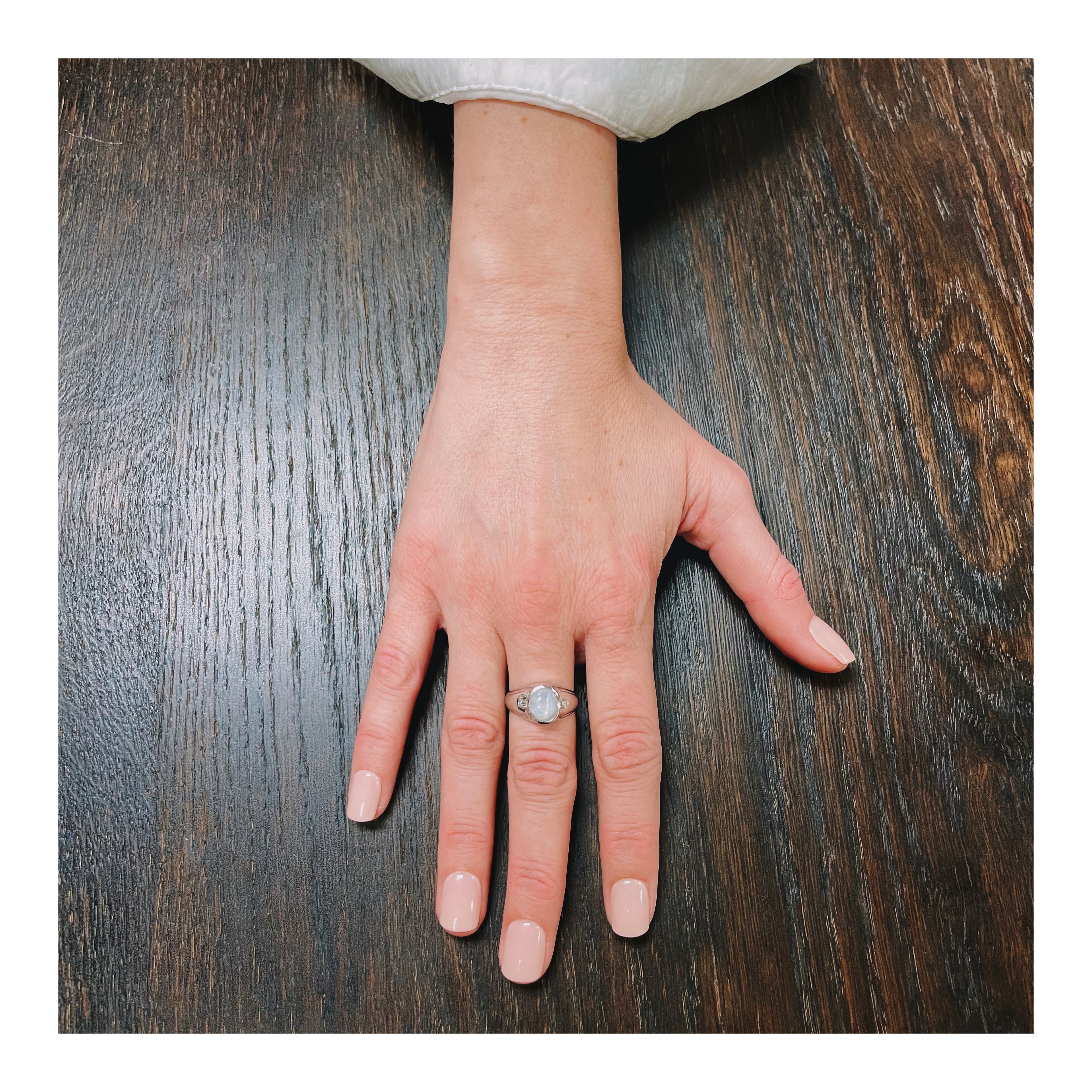 Mid-Century Star, Sapphire 14K White Gold Ring, Circa 1950s