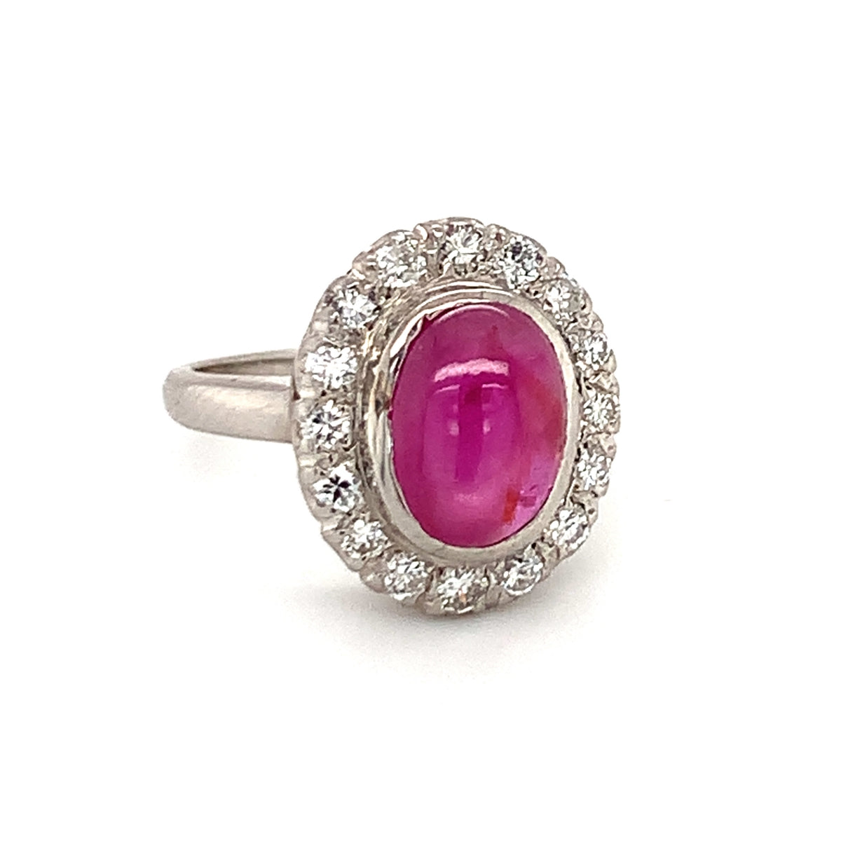 Mid-century Star Ruby and Diamond Palladium Ring, circa 1950s