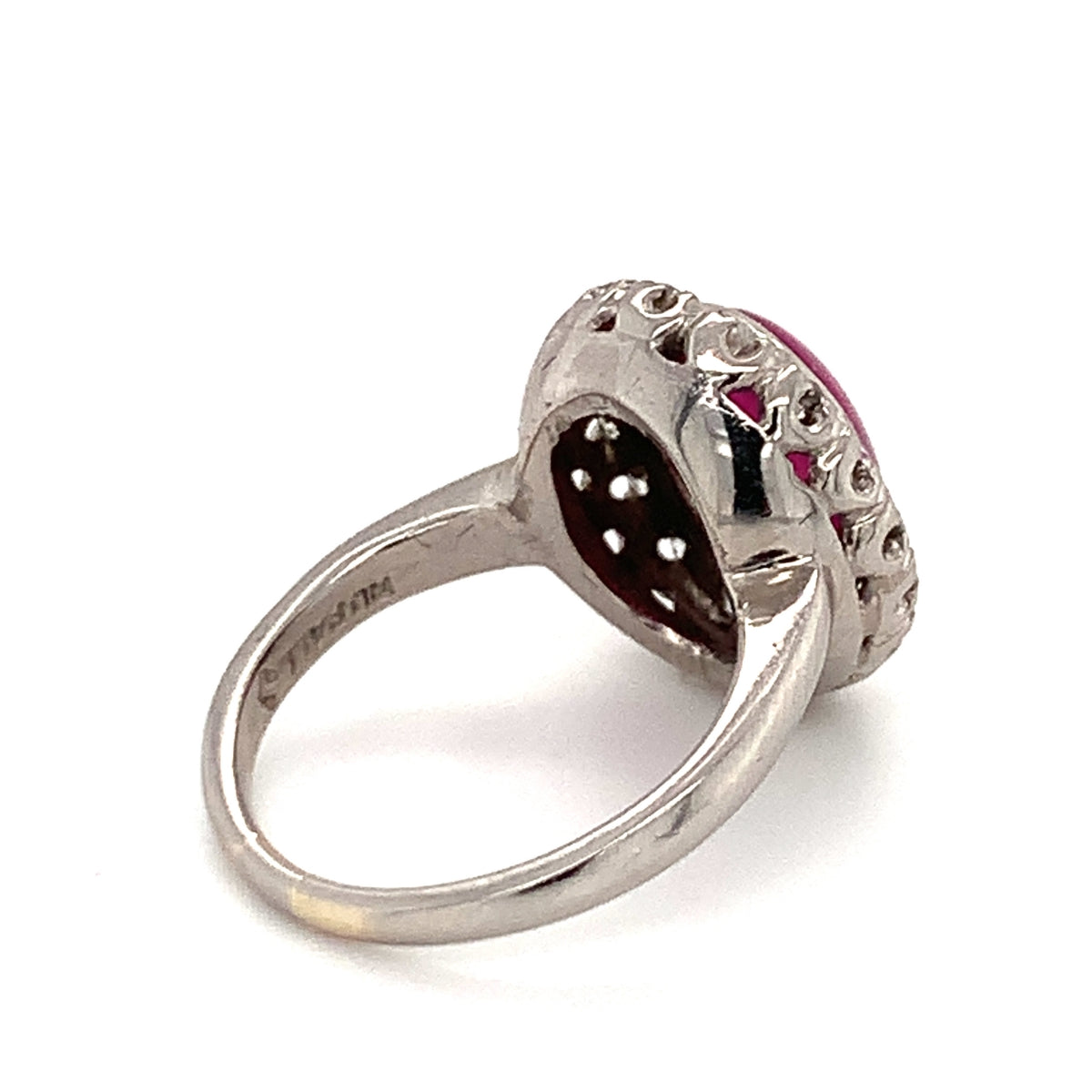 Mid-century Star Ruby and Diamond Palladium Ring, circa 1950s