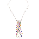 Multi-Color Sapphire and Diamond 18K White Gold Pendant, circa 1980s