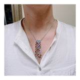 Multi-Color Sapphire and Diamond 18K White Gold Pendant, circa 1980s