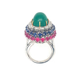 Multi-Gem Bombe Form Platinum Ring, circa 1960s
