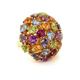 Multi-Gem Bombe Ring in 18K Yellow Gold, circa 1960s