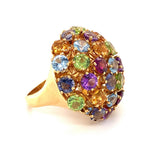 Multi-Gem Bombe Ring in 18K Yellow Gold, circa 1960s
