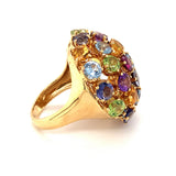 Multi-Gem Bombe Ring in 18K Yellow Gold, circa 1960s