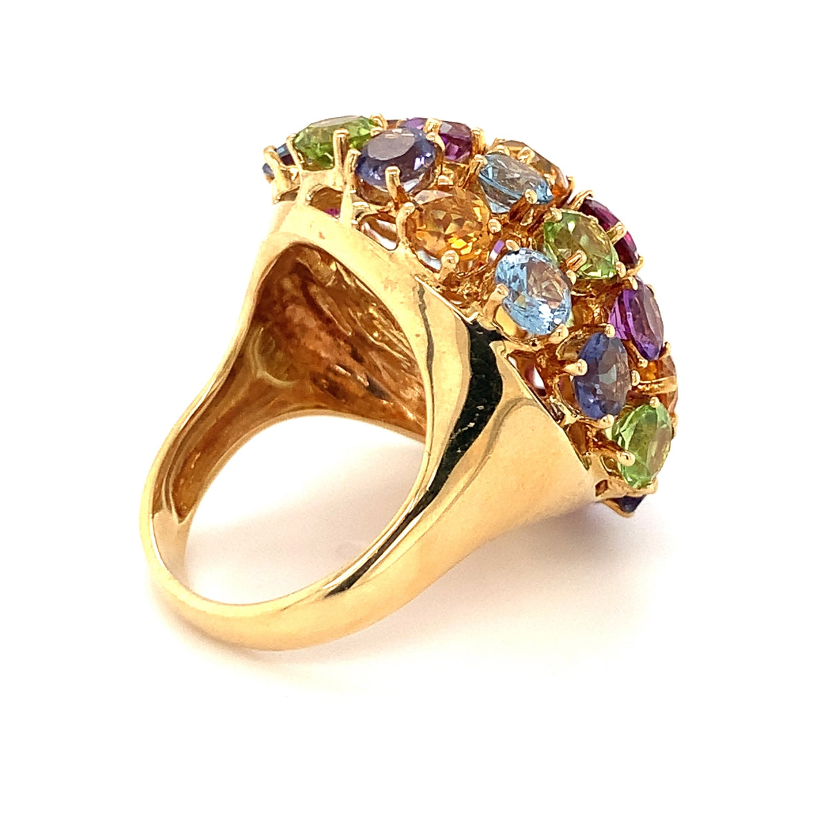 Multi-Gem Bombe Ring in 18K Yellow Gold, circa 1960s