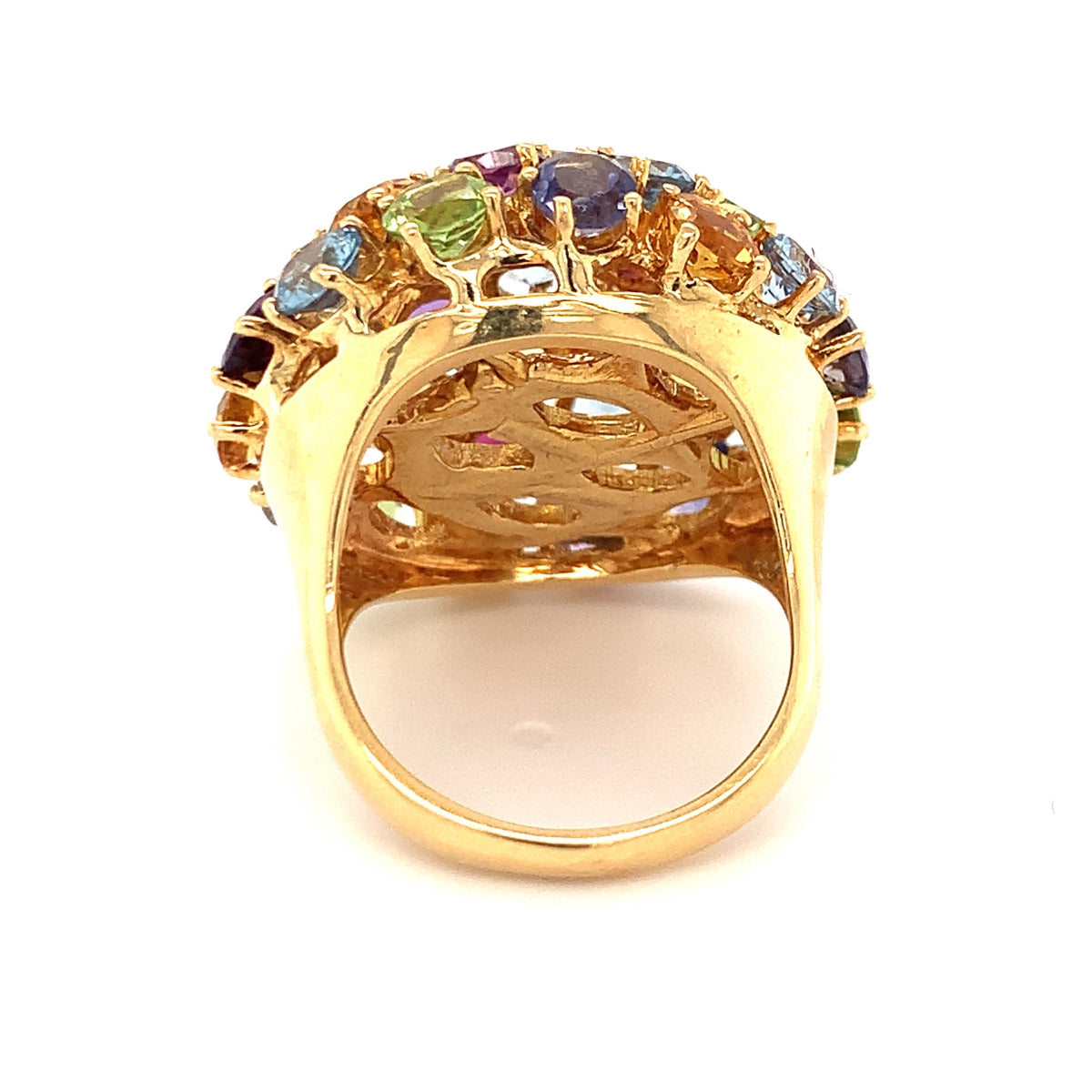 Multi-Gem Bombe Ring in 18K Yellow Gold, circa 1960s