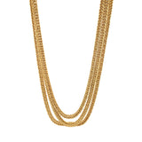 18K YELLOW GOLD THREE-ROW SPIGA STYLE LINK CHAIN NECKLACE