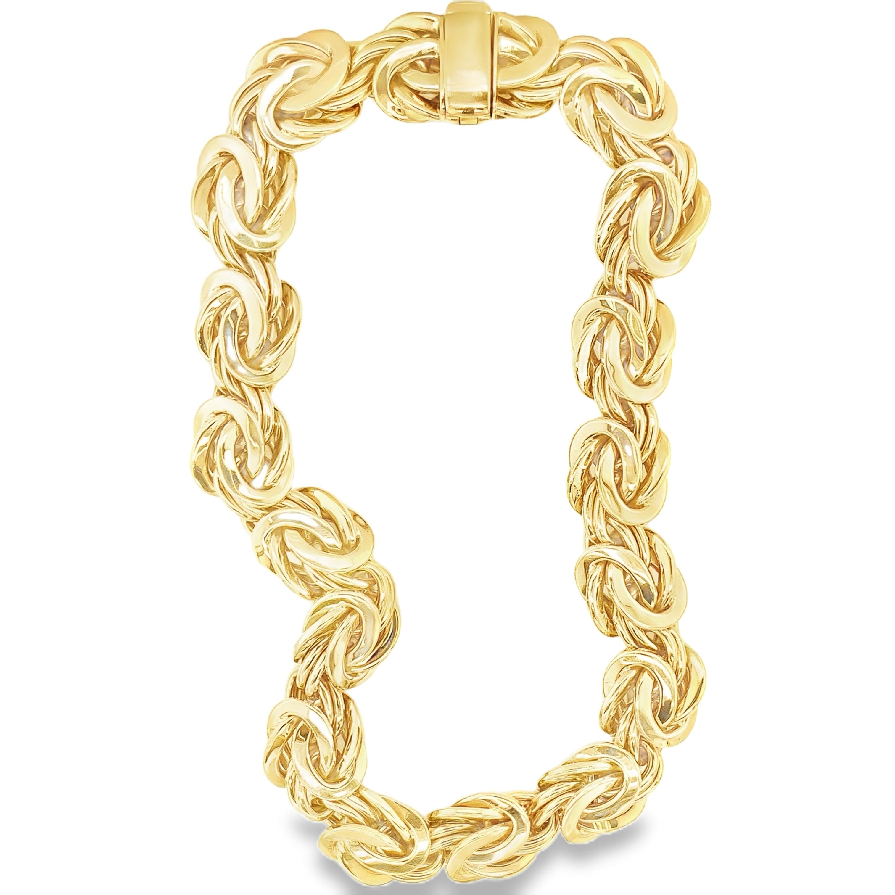 Fancy Link 18K Yellow Gold Necklace, circa 1970s