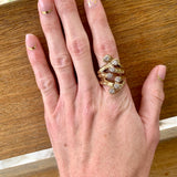 Naturalistic Designed Diamond 14K Yellow Gold Ring, circa 1960s