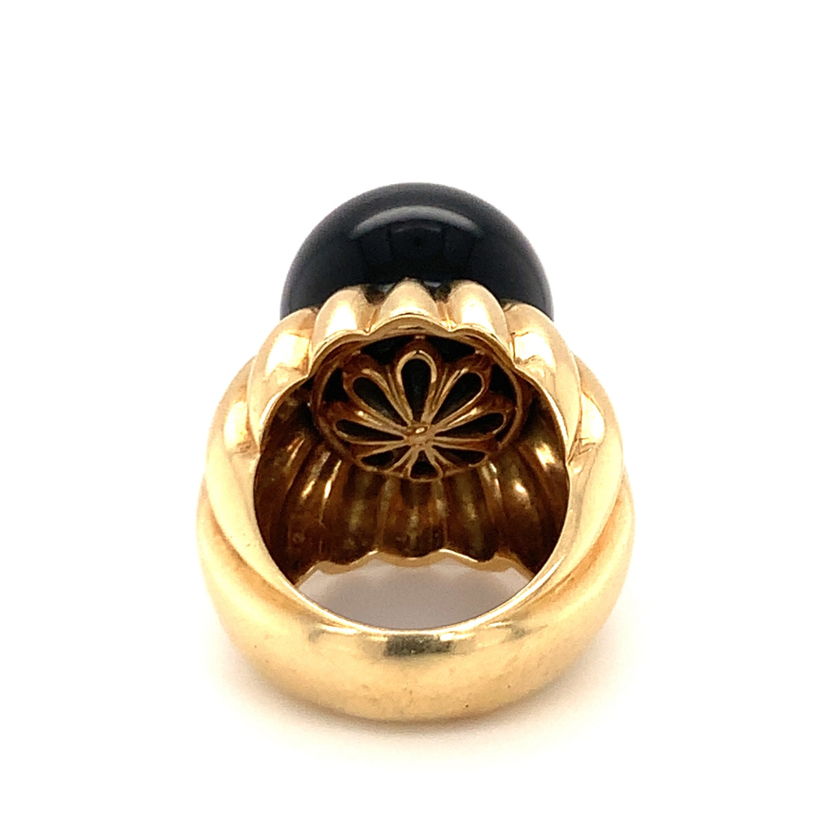 Onyx Bead 18K Yellow Gold Ring, circa 1970s