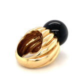 Onyx Bead 18K Yellow Gold Ring, circa 1970s