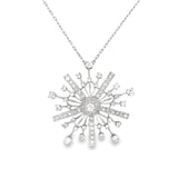 Mid-Century Diamond Snowflake Platinum Pendant