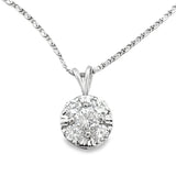 14K White Gold Diamond Circle Pendant