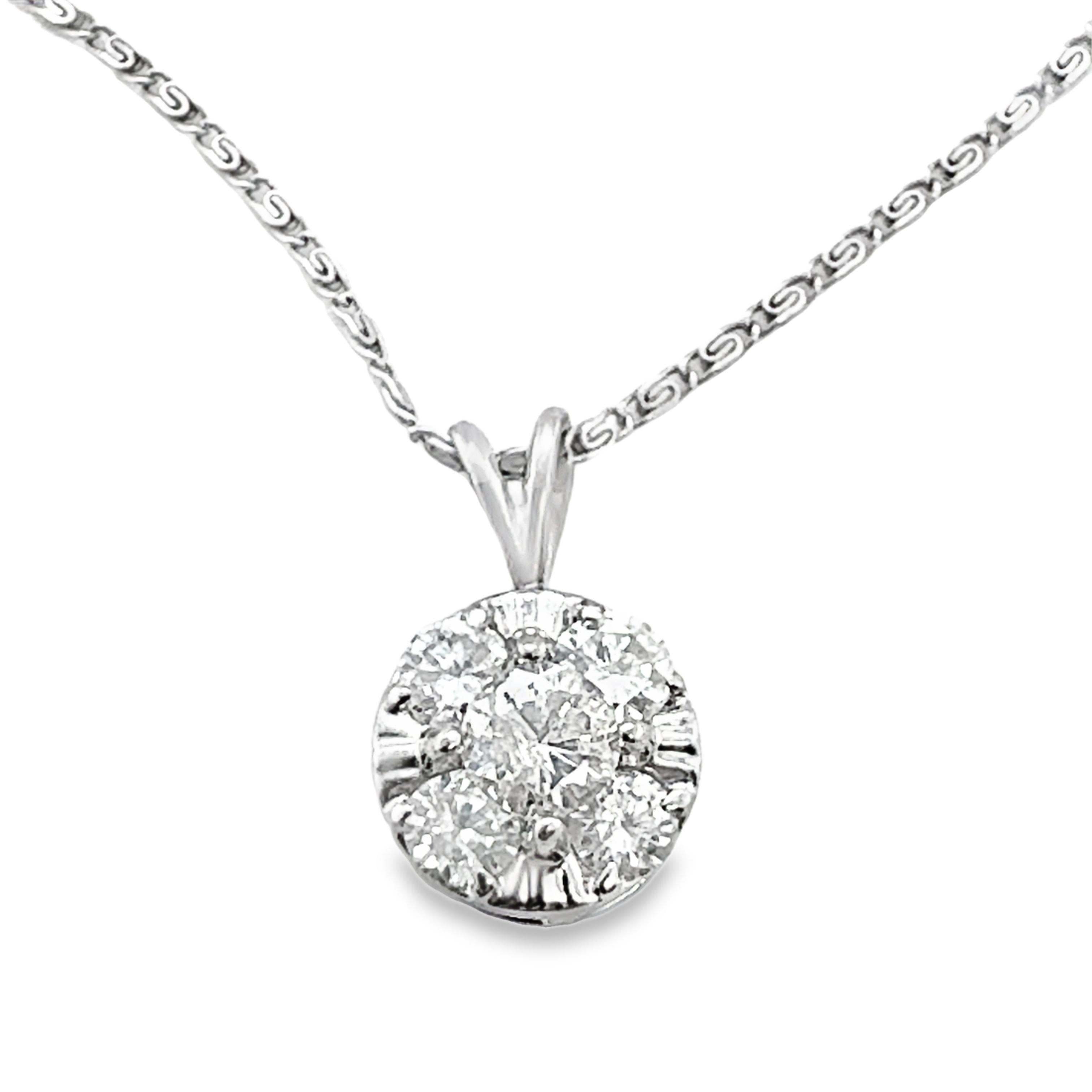 14K White Gold Diamond Circle Pendant