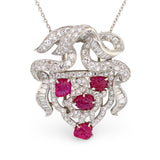 Art Deco Carved Ruby and Diamond Platinum Pendant