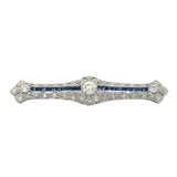 Art Deco Platinum Diamond and Sapphire Brooch