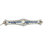 Art Deco Platinum Diamond and Sapphire Brooch