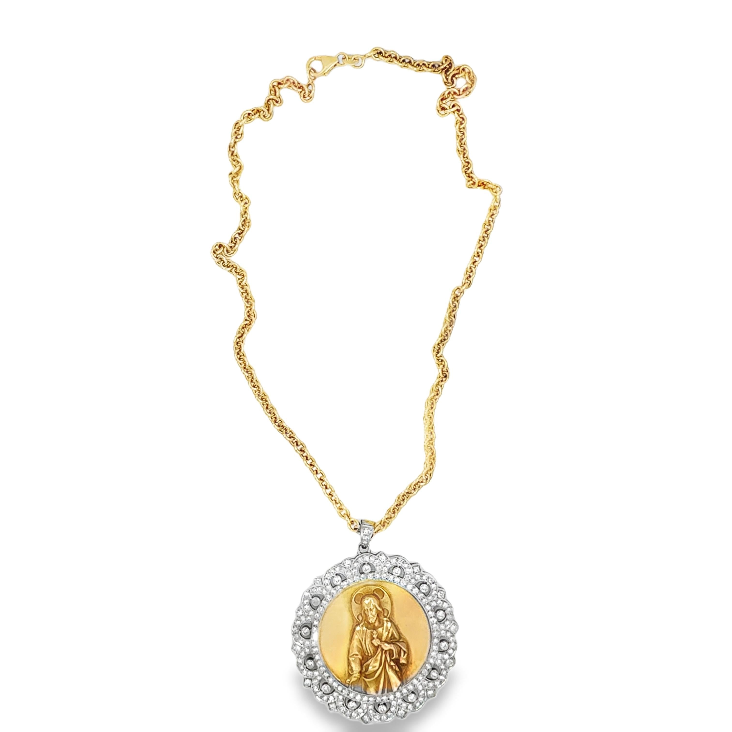 18K Gold Diamond Medallion Pendant / Necklace
