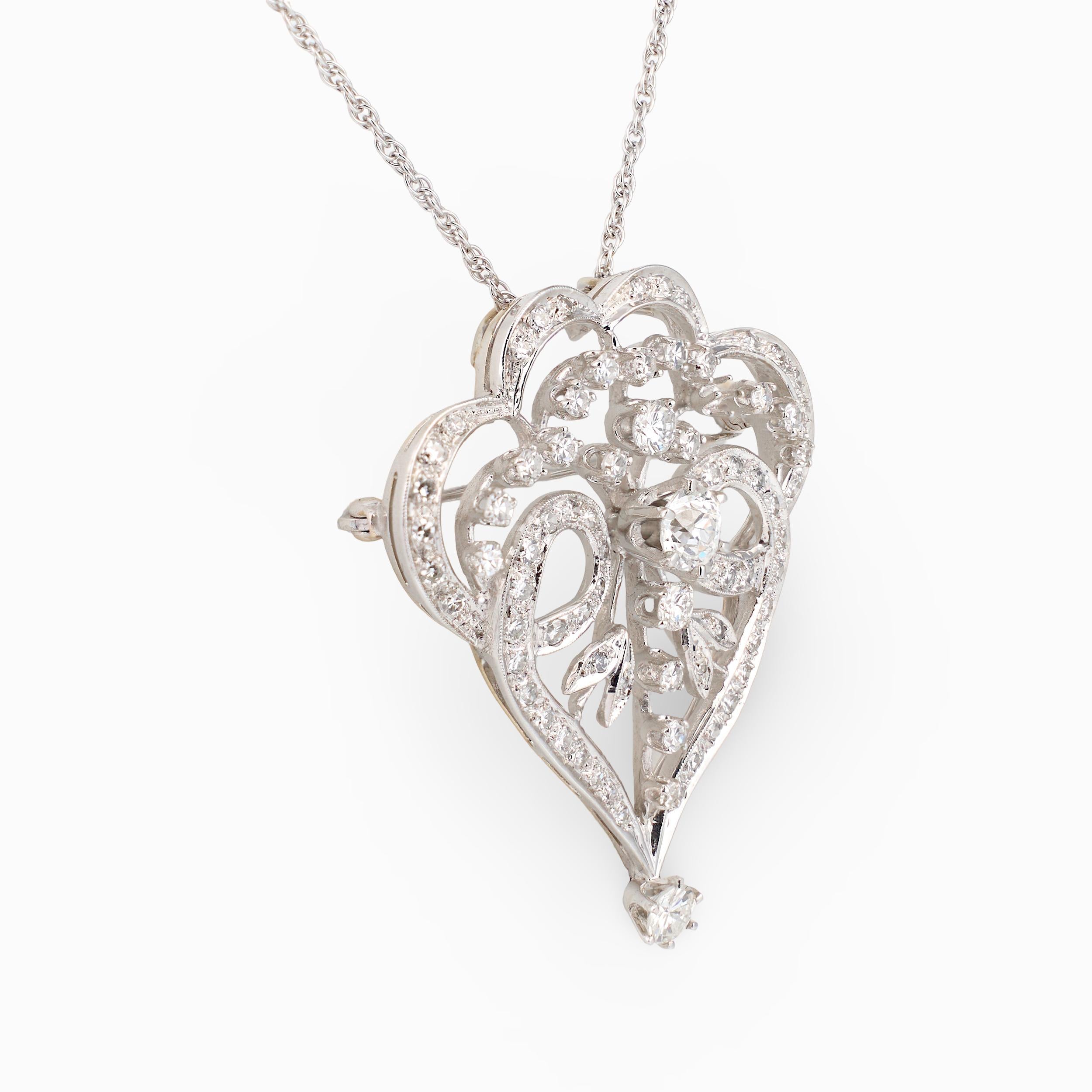 Edwardian Diamond 14K White and Yellow Gold Pendant / Brooch, circa 1910