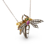 Victorian Gem-set Dragonfly Platinum and Gold Pendant / Brooch