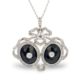 Edwardian Diamond and Onyx Platinum and 18k Yellow Gold Pendant, circa 1900s