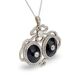 Edwardian Diamond and Onyx Platinum and 18k Yellow Gold Pendant, circa 1900s