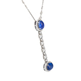 Sapphire and Diamond 18K White Gold Drop Pendant, 20th Century