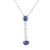 Sapphire and Diamond 18K White Gold Drop Pendant, 20th Century