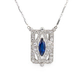 Art Deco Platinum Sapphire and Diamond Pendant