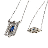 Art Deco Platinum Sapphire and Diamond Pendant