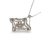 Art Deco Diamond and Pearl Platinum Pendant