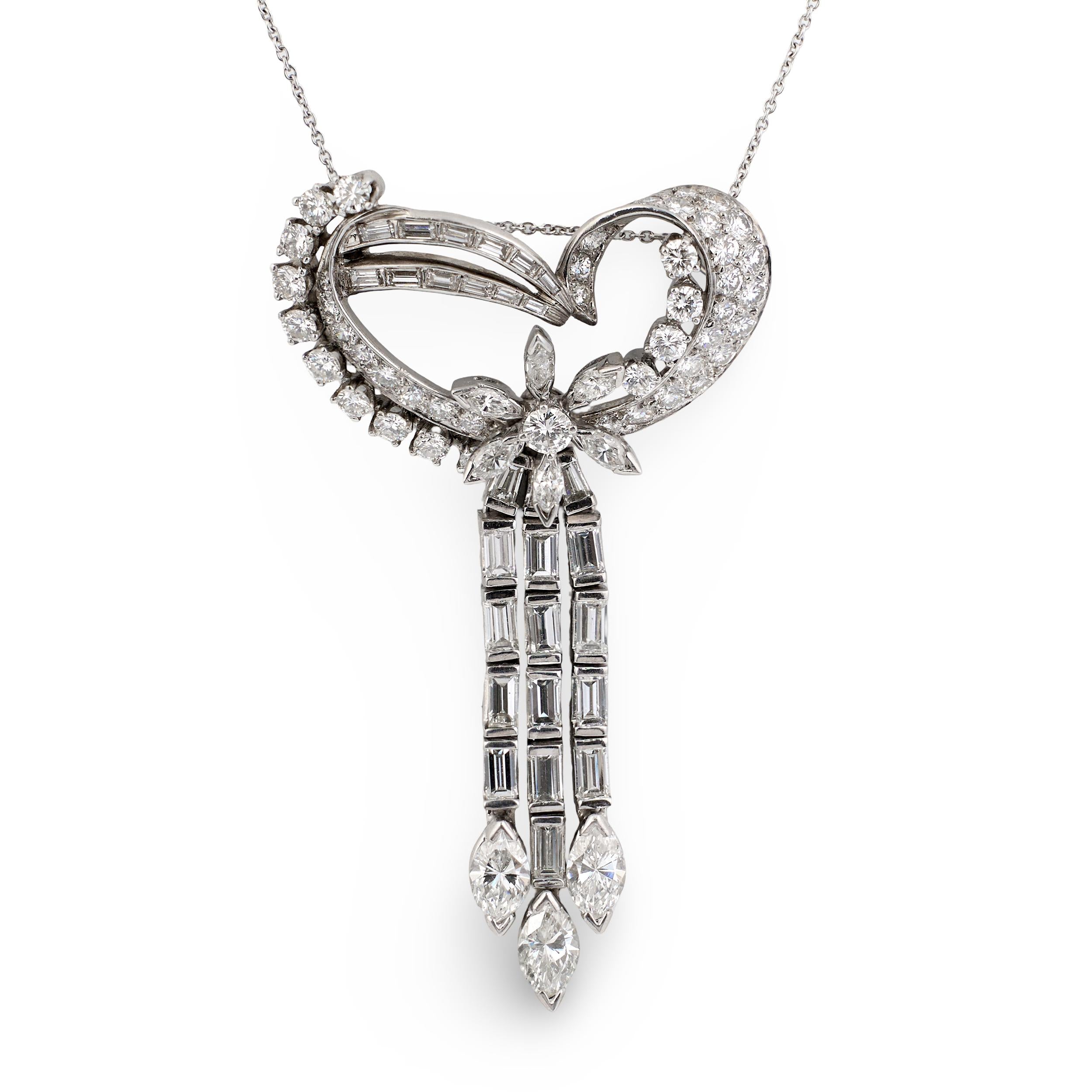 Diamond Platinum Pendant, circa 1950s