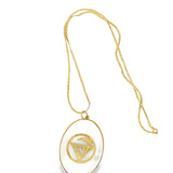 18K YELLOW GOLD CRYSTAL QUARTZ "PISCES" ZODIAC SIGN PENDANT