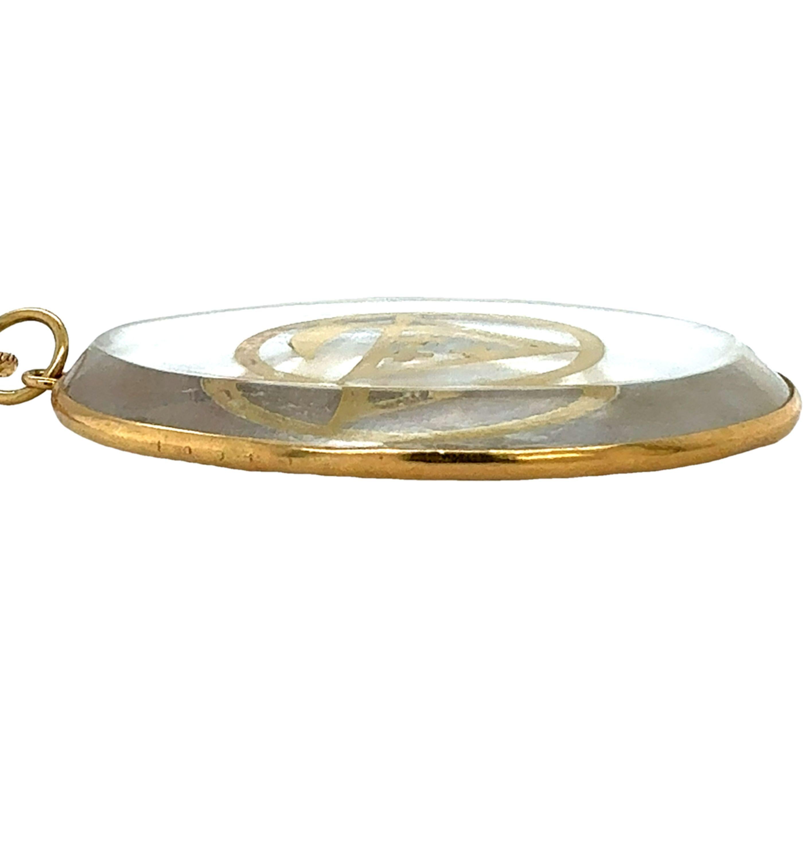 18K YELLOW GOLD CRYSTAL QUARTZ "PISCES" ZODIAC SIGN PENDANT