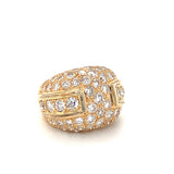 Pave Diamond Bombe 14K Yellow Gold Ring, circa 1970s