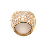 Pave Diamond Bombe 14K Yellow Gold Ring, circa 1970s