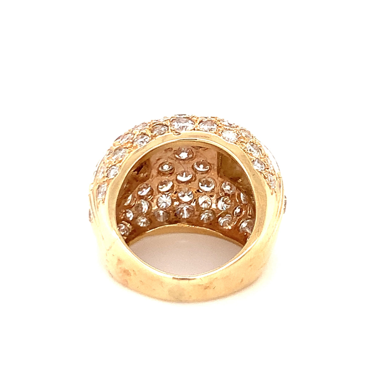 Pave Diamond Bombe 14K Yellow Gold Ring, circa 1970s