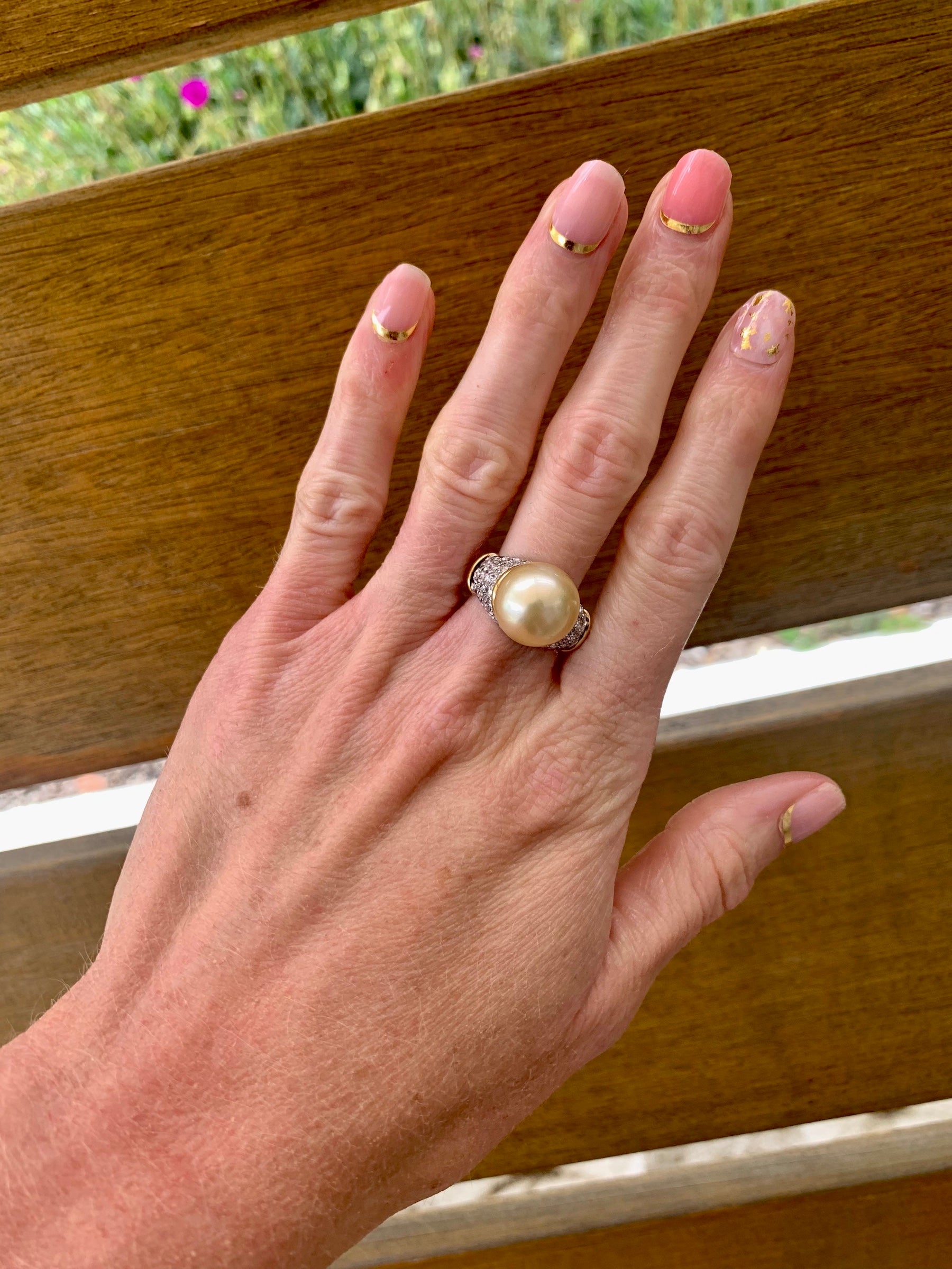 Pearl and Diamond 18K Yellow Gold Ring