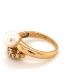 Pearl and Diamond 18K Yellow Gold Ring, circa 1970s