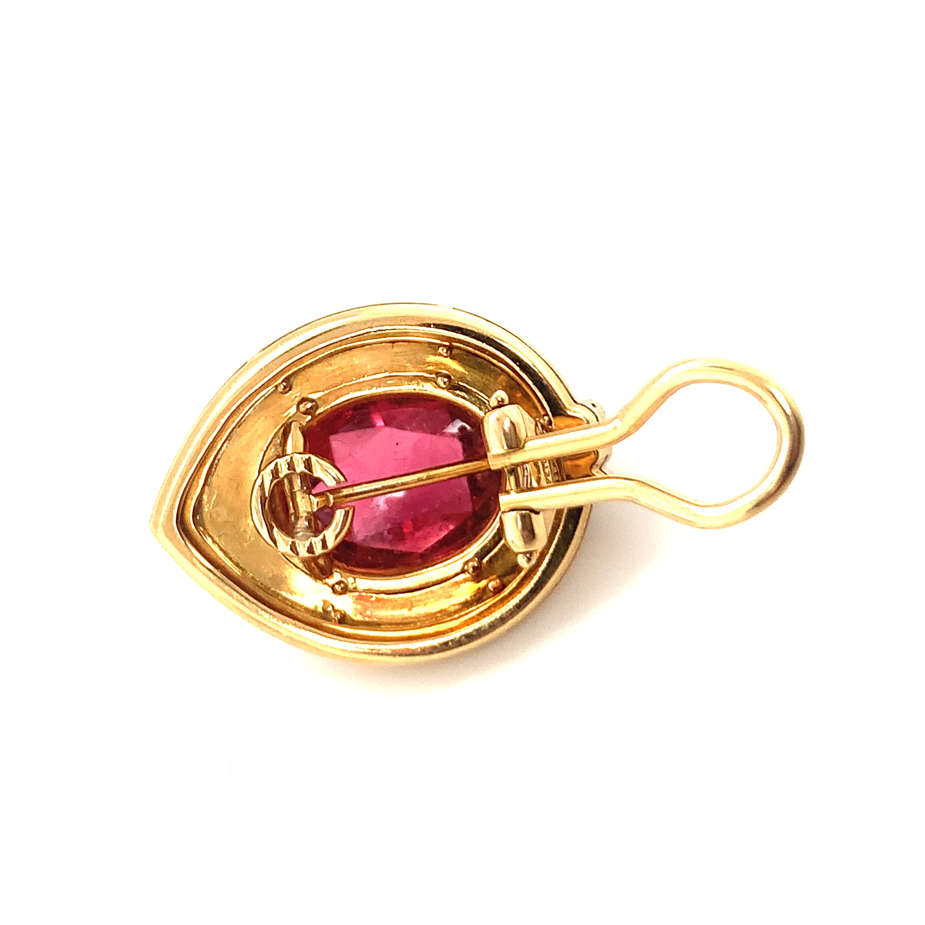 Pink Tourmaline 18K Yellow Gold Earclips